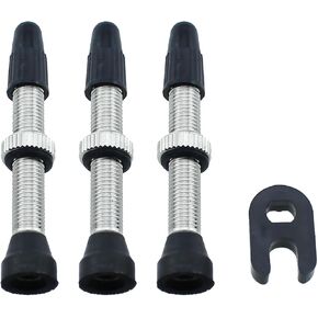 RLECS 3PCS Bicycle Tyre Valve Pure Brass French Valve Cores Silver Nickel Plated Tubeless Valve Stems 40mm and 1PC Spool Removal Tool Suitable for Tubeless Rims