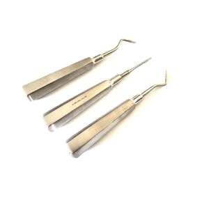 3 PIECE PREMIUM GERMAN HEIDBRINK ROOT TIP PICK ELEVATOR SHARP CURVED LEFT, RIGHT, AND STRAIGHT