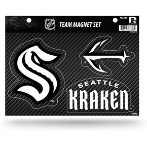 Rico Industries NHL Seattle Kraken Carbon Fiber Team Magnet Set 8.5" x 11" - Home Décor - Regrigerator, Office, Kitchen