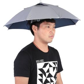 Asixxsix Umbrella Hat, 25 inch Handfree Umbrella Waterproof UV Folding Sun Rain Umbrella for Outdoor Beach Fishing Hiking Party Gardening, Stable 8 Ribs