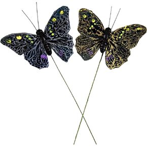 Cartanfill-Decorative Feather Black Butterfly paired with Gold and Silver line Patterns, for Home Accent Piece, Gift Idea