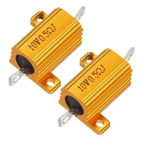 uxcell 2 Pcs Aluminum Case Resistor 10W 0.5 Ohm Wirewound for LED Converter with Rod Post 10W0.5RJ