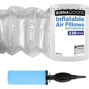 330 Count 4x8 Inflatable Air Pillows for Shipping with Hand Pump - Ideal for Filling Voids in Packages - Packaging Air Bags - Packing Filler for Shipping - Purse Pillows to Keep Shape