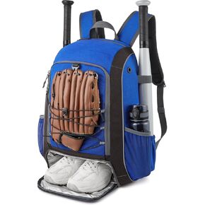 G4Free Baseball Bag for Youth Adults, Softball Bag with Shoes Compartment, Large Baseball Bat Backpack with Fence Hook, Lightweight T-ball Gear