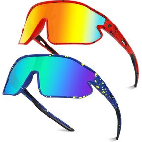 قطعتان من النظارات الشمسية للأطفال، نظارات شمسية للبيسبول للشباب، حماية من الأشعة فوق البنفسجية 400، ظلال رياضية لركوب الدراجات اللينة للشباب والأولاد والبنات 8-16 in Kuwait