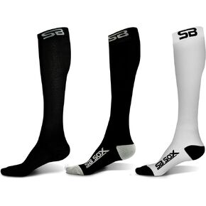 3 Pairs Size Medium Compression Socks (Solid Black + Black/Gray + White/Black)