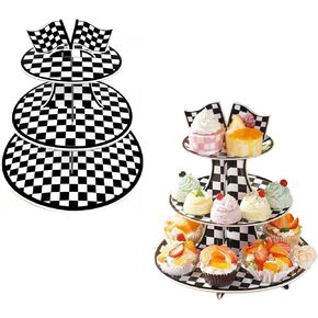 2 Pack Food Service Display Stands, Cup Cake Stands, 3 Tier Cardboard Cup Cake Holder Tower, Display Stand Shelf for Birthday Party Kids Party Wedding Decoration