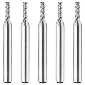 5pcs End Mill Cutter, 1/8" Cutting Dia 1/4" Shank Dia High-Carbon Steel End Mill Cutter Drill Bits 4 Flutes End Mill Drill Bit for Cutting Wood Nylon Metal