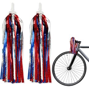 Patriotic Bike Streamers Labor Day Bike Handlebar Tassels Patriotic Bicycle Handlebar Streamer for Bicycle Decor
