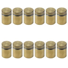 Glass Standoff 3/4" x 1", Antrader Nail Wall Mount Standoff Holder Screw, Stainless Steel Advertise Fixing Pin Sign Mounting Hardware, 12-Pack, Polished Gold