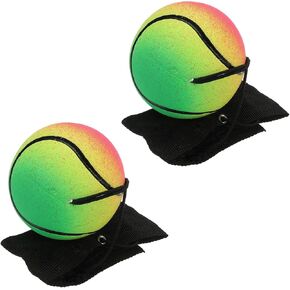 PATIKIL 2.5 Inch Sports Wrist Ball, 2Pcs Tennis Rubber Rebound Wristband Wrist Return Ball Sport on a String for Exercise Play, Mixed Colors