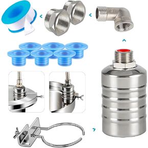 Float Valve,1/2" to 3/4" 1'' Water Float Valve, 304 Stainless Steel Fully Automatic Water Level Control Float Valve, Automatic Water Level Controller for Water Tank, Pool, Livestock Troughs, Distiller