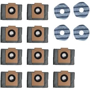 10 Pack Dust Bags and 4 Rag Dusters Replacement for Eufy Clean X10, Pro Omni Robot Vacuum & X8 Pro with Self-Empty Station Large Capacaity
