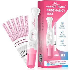 Easy@Home Pregnancy Test Sticks: Early Detection with Ultra High Sensitivity - Easy to Use at Home Rapid Result - Pregnancy Tests with Curved Handle | 3 Pack