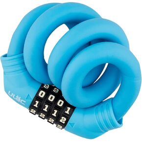 1970 Twistable Steel Memory Cable Bicycle Lock Combo, Keyless Resettable 4-Digit Combination, Ideal for Commuter Bike, Kids Bike