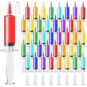 50 Pcs Halloween Syringe Shot Party Favors - Reusable Plastic Drink Syringes with Tip Caps for Jello Shots, Halloween Trick-or-Treat Goodie Bag Fillers, Bachelorette and Nurses Graduation Supplies