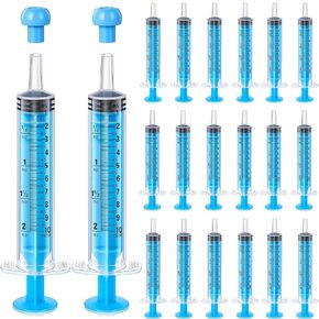 TrelaCo 20 Pack 10ml Plastic Syringe for Liquid with Caps Oral Syringe Without Needle Colored Measuring Syringe Dispensing Tools Individually Sealed for Pets Feeding Measuring (Blue)