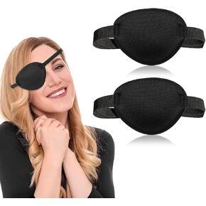 2pcs Eye Patches for Adults and Kids 3D Adjustable Eye Patch Black Medical Eye Patch Right or Left Eye Patch Eye Cover Patch for Men Women Lazy Eye Treatment Pirate Eye Patch Cosplay Eye Patch Costume