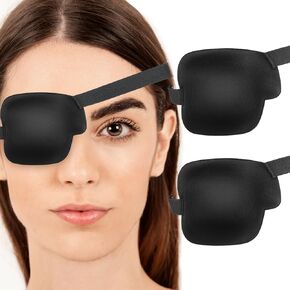 2 Pcs Eye Patches, Ymapinc 3D Eye Patch Black Adjustable Medical Eyepatch for Adults Reusable Eye Patch and Kids Lazy Eye Amblyopia Strabismus Reusable(Right Eye)
