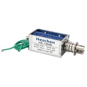 Hechen Solenoid Electromagnet, HS-1264B, DC12V, 2.5A, 55N, 10mm Stroke, Push Pull Type Open Frame Door Lock