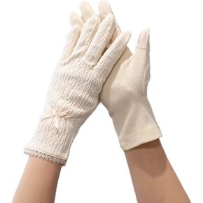 Women Summer Touchscreen Cotton Gloves Silicone Anti-Slip Upf Uv Protection Driving Summer Outdoor (BB beige)