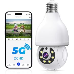 2K Light Bulb Security Camera-Support 5GHz&2.4GHz Dual Band WiFi,Security Cameras Wireless Outdoor,Cameras for Home Security Indoor Outside,Light Socket Security Camera,Light Bulb Camera(2 PCS)Homeuse