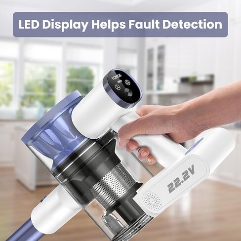 مكنسة كهربائية لاسلكية للمنزل، مكنسة كهربائية قابلة لإعادة الشحن بقوة 28 كيلو باسكال للسجاد والأرضيات الصلبة، مكنسة كهربائية لاسلكية خفيفة الوزن مع شاشة LED، تنظيف شعر الحيوانات الأليفة، وقت تشغيل يصل إلى 45 دقيقة (أبيض وأرجواني) in Kuwait
