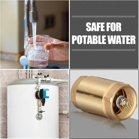 Hicarer 1" No-Lead Brass Check Valve for Well Pumps In-Line Spring Check Valve Female Thread Non Return One Way Prevent Backflow for Water Well Pump Pressure Tank Installation in Saudi Arabia