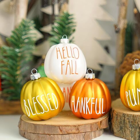 Fall Tree Ornaments Set 18 PCS Small Pumpkin Ball Hanging Ornaments Orange Green Brown Gold White, for Thanksgiving, Halloween Tree Decor Fall Decorations for Home,1.97" in Kuwait