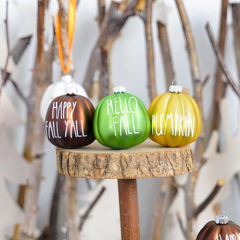 Fall Tree Ornaments Set 18 PCS Small Pumpkin Ball Hanging Ornaments Orange Green Brown Gold White, for Thanksgiving, Halloween Tree Decor Fall Decorations for Home,1.97" in Kuwait