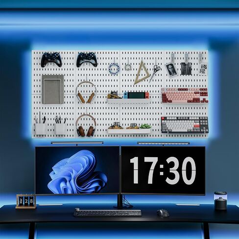 مجموعة مجموعة Pegboard، مجموعة تخزين مثبتة على الحائط مقاس 25.2 × 25.2 بوصة مع 4 ألواح Pegboard و20 ملحقًا للتعليق، ومنظم لوحات Pegboard in Kuwait