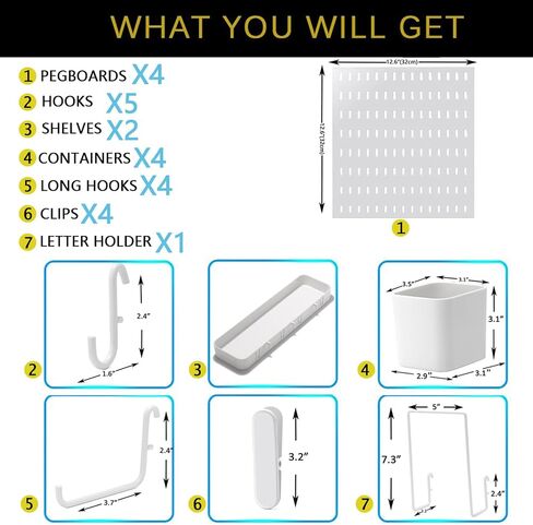 مجموعة مجموعة Pegboard، مجموعة تخزين مثبتة على الحائط مقاس 25.2 × 25.2 بوصة مع 4 ألواح Pegboard و20 ملحقًا للتعليق، ومنظم لوحات Pegboard in Kuwait