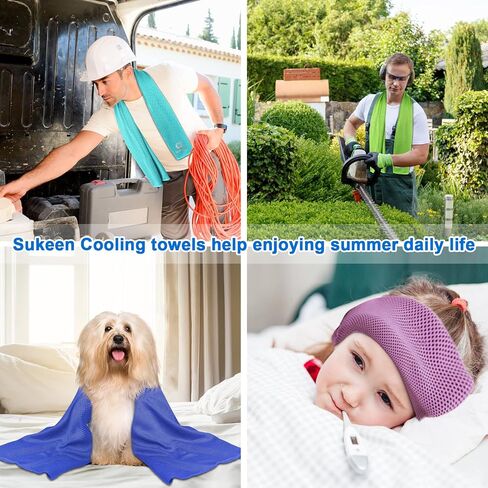 منشفة تبريد Sukeen للرقبة والوجه (40 بوصة × 12 بوصة)، منشفة ثلج كبيرة، مناشف رياضية باردة سريعة الجفاف، مناشف عرق ناعمة قابلة للتنفس للتمرين، اليوغا، الجولف، صالة الألعاب الرياضية، التخييم، الرياضة، الجري (40 حزمة) in Saudi Arabia
