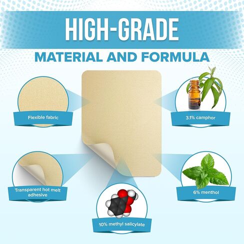 رقعة تخفيف الآلام من جي جي كير (30 قطعة)، رقع تخفيف الآلام سريعة المفعول لأسفل الظهر والتهاب العضلات والرقبة والكتفين، تخترق المنثول والكافور وميثيل الساليسيلات لمدة 8 ساعات in Kuwait