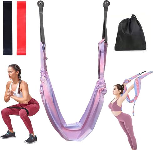Yoga Stretching Strap, Adjustable Height Leg Stretch Strap Waist Back Stretch Band Aerial Yoga Anti-gravity Inversion Exercises Door Flexibility Tensile Trainer for Rehab Pilates Dance Splits in Saudi Arabia