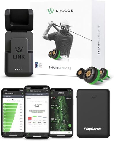 Arccos Smart Sensors (Gen3+) & Arccos Link Pro Starter Bundle - Set of 14 Golf Shot Tracker System - A.I. Powered Swing Analyzer for Every Club - Includes PlayBetter Portable Charger in Saudi Arabia
