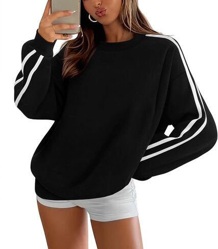Amkoyam Womens Oversized Sweatshirts 2024 Casual Fall Crew Neck Color Block Long Sleeve Loose Pullover Top Y2K Clothes in Saudi Arabia