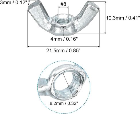 uxcell #8-32 Wing Nut 60 Pcs, Carbon Steel Butterfly Wing Nuts Fasteners Parts Hand Twist Tighten Wing Nuts for Machinery Electronic Equipment DIY, White in Saudi Arabia
