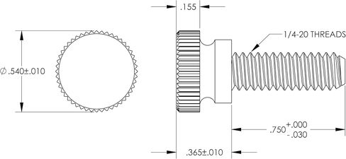 Nylon Thumb Screws, 1/4"-20 x 3/4" Long (10) in Saudi Arabia