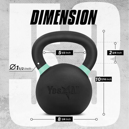 Yes4All Kettlebell Weights Cast Iron/Kettlebells Powder Coated - Strength Training, Home Gym, Full-body Exercises in Saudi Arabia