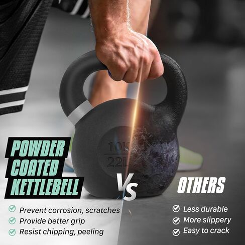 Yes4All Kettlebell Weights Cast Iron/Kettlebells Powder Coated - Strength Training, Home Gym, Full-body Exercises in Saudi Arabia