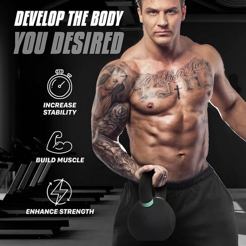 Yes4All Kettlebell Weights Cast Iron/Kettlebells Powder Coated - Strength Training, Home Gym, Full-body Exercises in Saudi Arabia