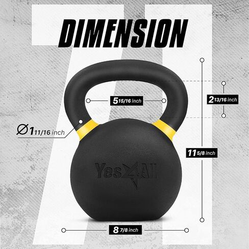 Yes4All Kettlebell Weights Cast Iron/Kettlebells Powder Coated - Strength Training, Home Gym, Full-body Exercises in Saudi Arabia