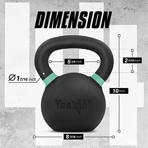 Yes4All Kettlebell Weights Cast Iron/Kettlebells Powder Coated - Strength Training, Home Gym, Full-body Exercises in Saudi Arabia