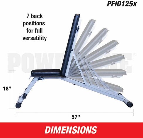 Body-Solid Powerline (PFID125X) Folding Bench - 7-Position Adjustable Weight Bench for Home Gym, Incline/Decline, No Assembly Required in Kuwait