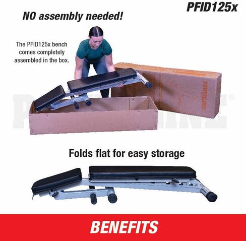 Body-Solid Powerline (PFID125X) Folding Bench - 7-Position Adjustable Weight Bench for Home Gym, Incline/Decline, No Assembly Required in Kuwait
