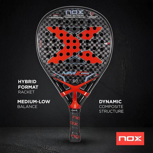 مضرب Padel NOX MM2 Manu Martin Edition - شكل قطرة هجين، توازن متوسط ​​منخفض، وجه كربون 12K، قلب HR3، نظام سلسلة Smartstrap® القابل للاستبدال، معيار احترافي للأداء العالي in Kuwait