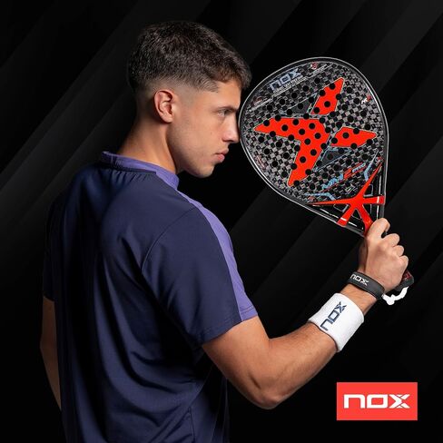 مضرب Padel NOX MM2 Manu Martin Edition - شكل قطرة هجين، توازن متوسط ​​منخفض، وجه كربون 12K، قلب HR3، نظام سلسلة Smartstrap® القابل للاستبدال، معيار احترافي للأداء العالي in Kuwait