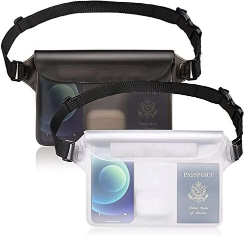Waterproof Pouch with Waist Strap Beach Accessories Best Way to Keep Your Phone and Valuables Safe and Dry Perfect for Boating Swimming Snorkeling Kayaking Beach Pool Water Park 2 Pack Black in Saudi Arabia