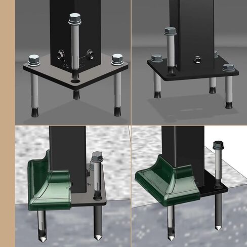 طقم شفة سياج مربع مقاس 1.5 × 1.5 بوصة، فولاذ مطلي بمسحوق عالي التحمل للدرابزين مع قاعدة مرساة واحدة، غطاء متشابك واحد، 4 مسامير تثبيت، 4 براغي تنصت (عبوة واحدة) in Saudi Arabia